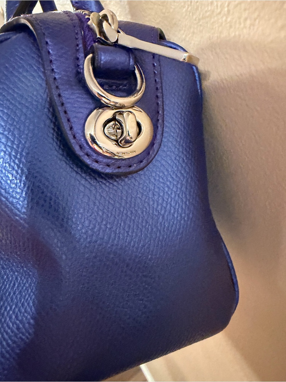 Coach 2015 Metallic Purple Pebbled Leather Mini Bennett satchel F36592 - Picture 5 of 10